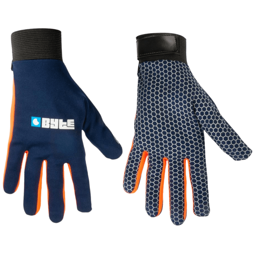 Byte | Byte Skinfit Navy Gloves PAIR | Skinfit Navy Gloves PAIR - Navy/Orange / 3XSmall | Total Hockey