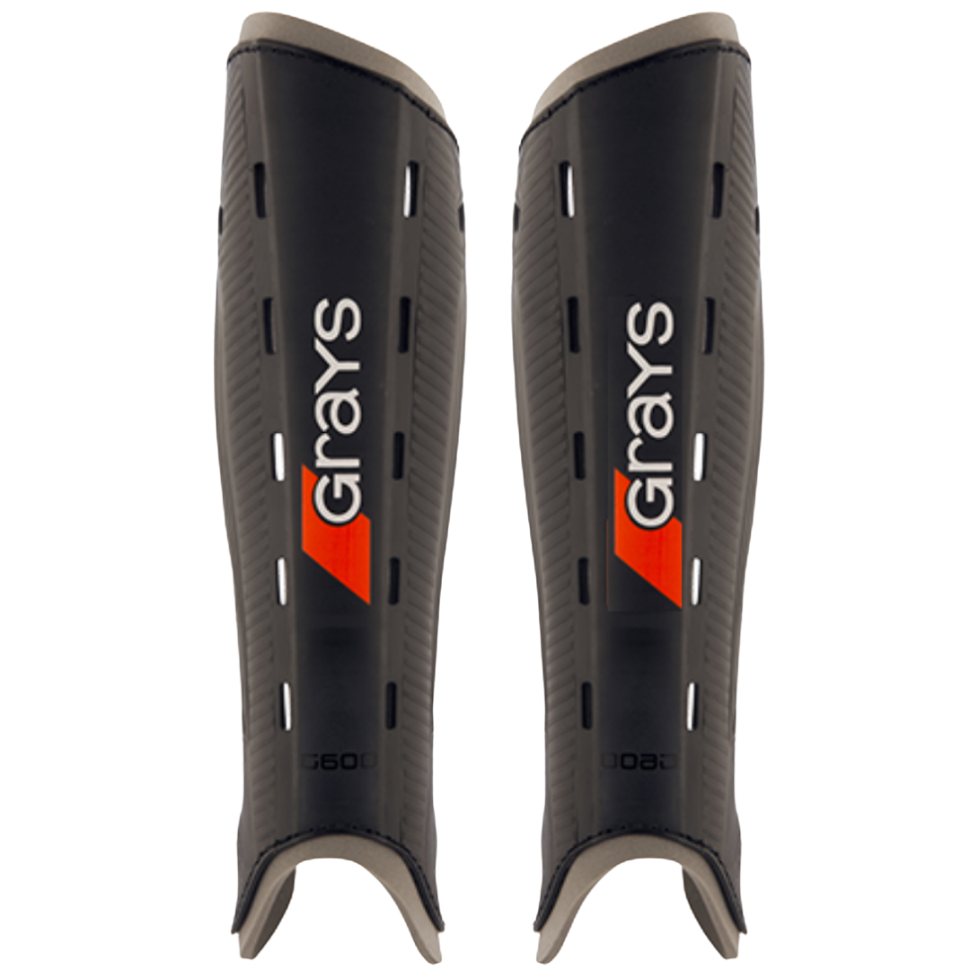 Grays | Grays G600 Shin Pads | G600 Shin Pads - Black/Silver / 2XSmall | Total Hockey