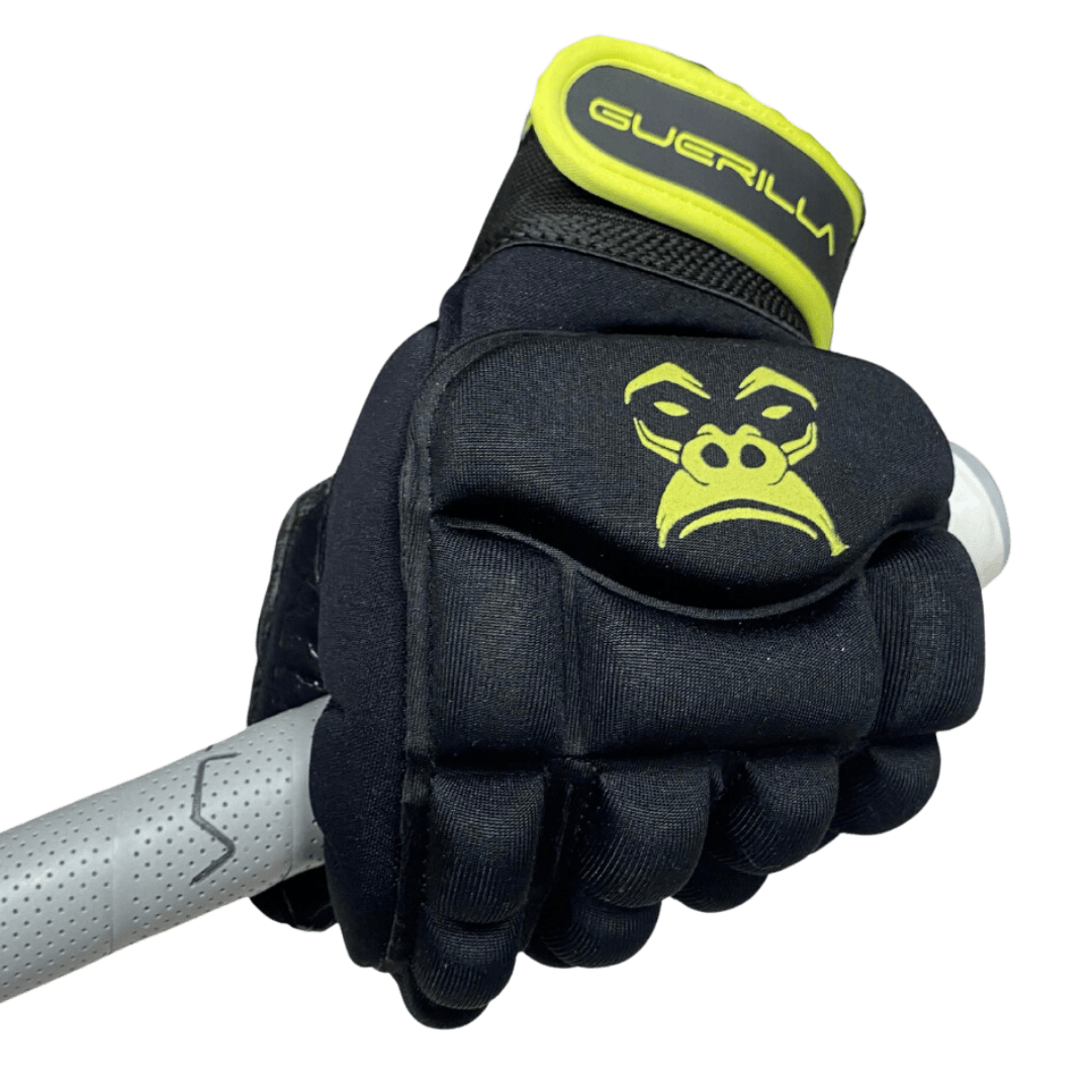 Guerilla | Guerilla Howler Glove Right Hand | Howler Glove Right Hand - Black/Yellow / 2XSmall | Total Hockey