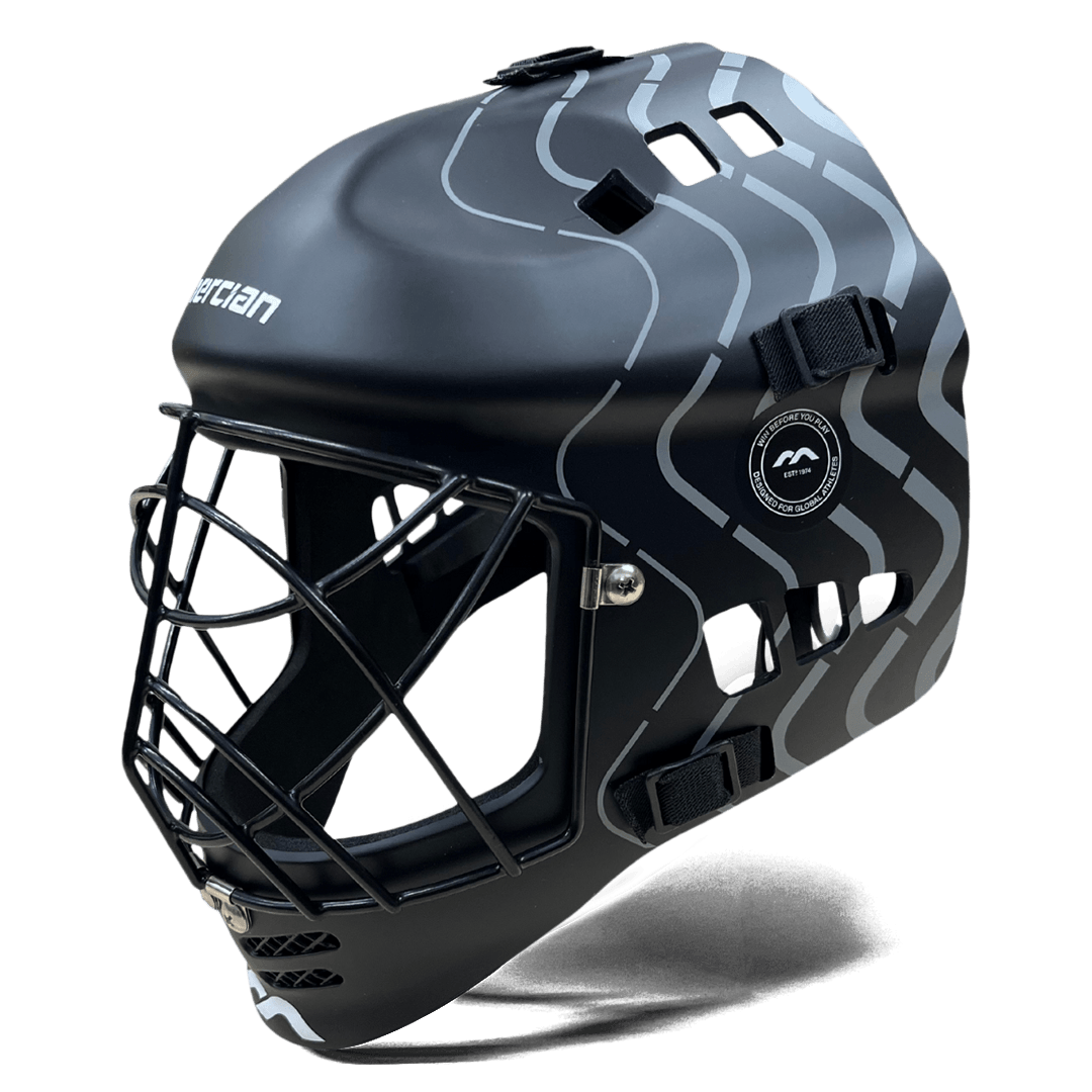 Mercian Hockey | Mercian Hockey Genesis 3 Mini Helmet | Genesis 3 Mini Helmet - Black/Silver / Mini | Total Hockey