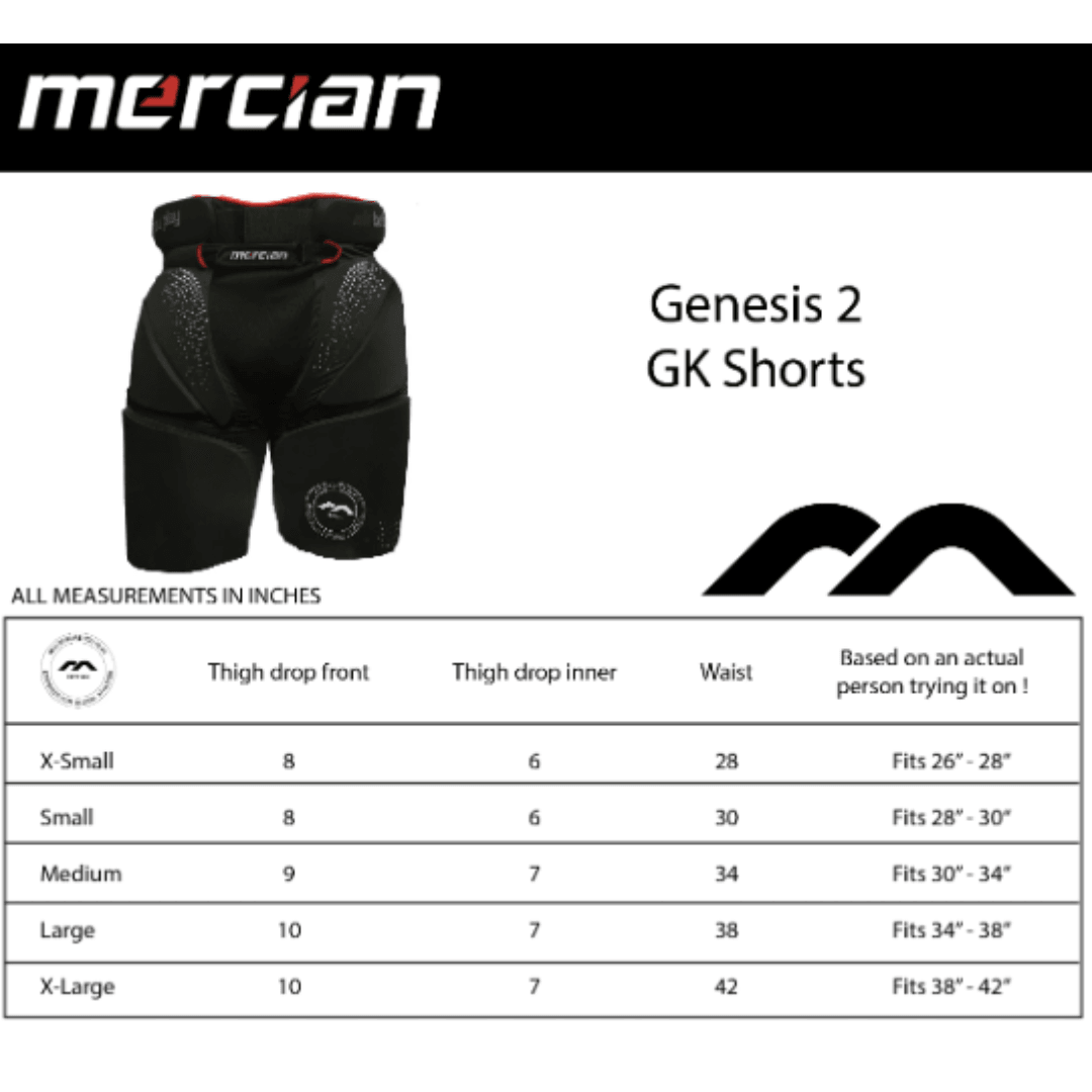 Mercian Hockey | Mercian Hockey Genesis 2 GK Shorts | Genesis 2 GK Shorts - Black / XSmall | Total Hockey