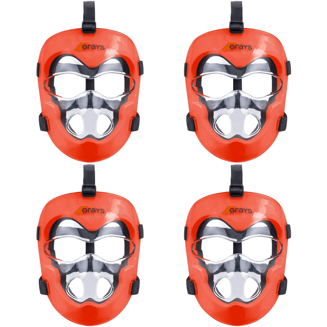 Grays | Grays Face Mask Senior - Pack Of 4 | Face Mask Senior - Pack Of 4 - Orange | Total Hockey