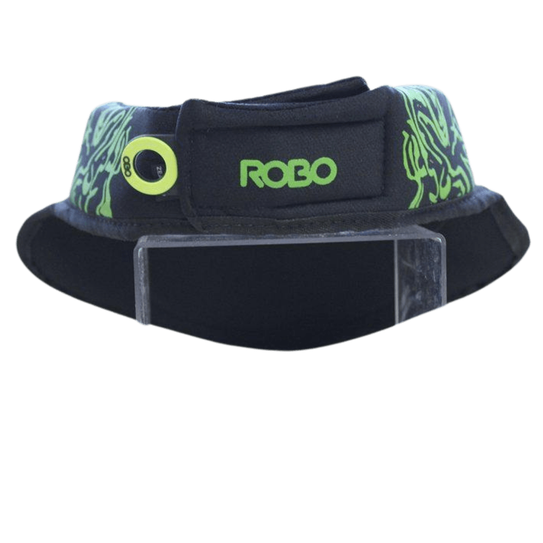 OBO | OBO ROBO Throat Guard with Bib | ROBO Throat Guard with Bib - Black/Green / One Size | Total Hockey