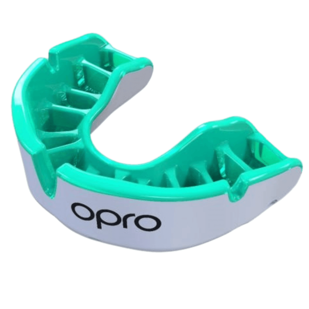 OPRO | OPRO Gold Gum Shield Gen 5 | Gold Gum Shield Gen 5 - White / Mint | Total Hockey