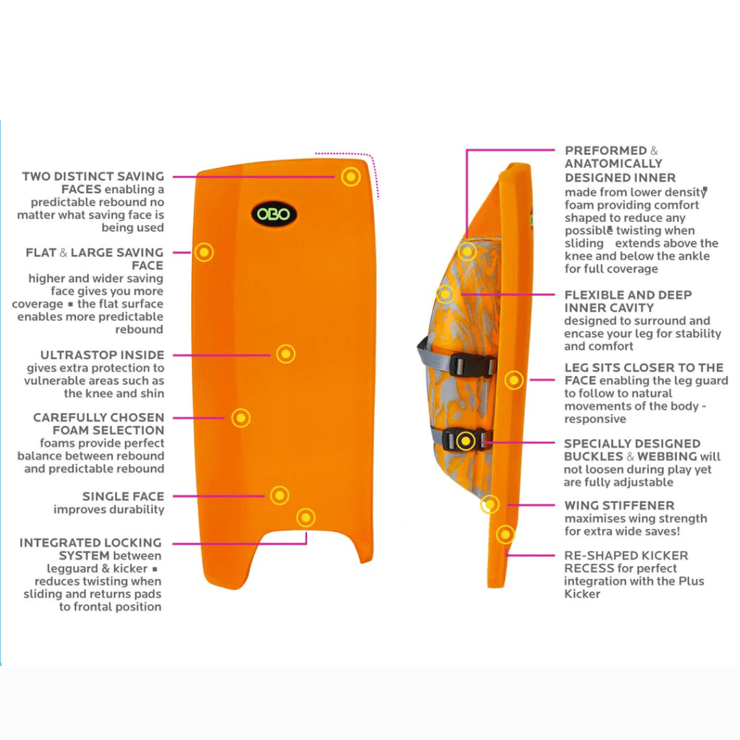 OBO | OBO ROBO PLUS Legguards Orange | ROBO PLUS Legguards Orange - Medium / Orange | Total Hockey