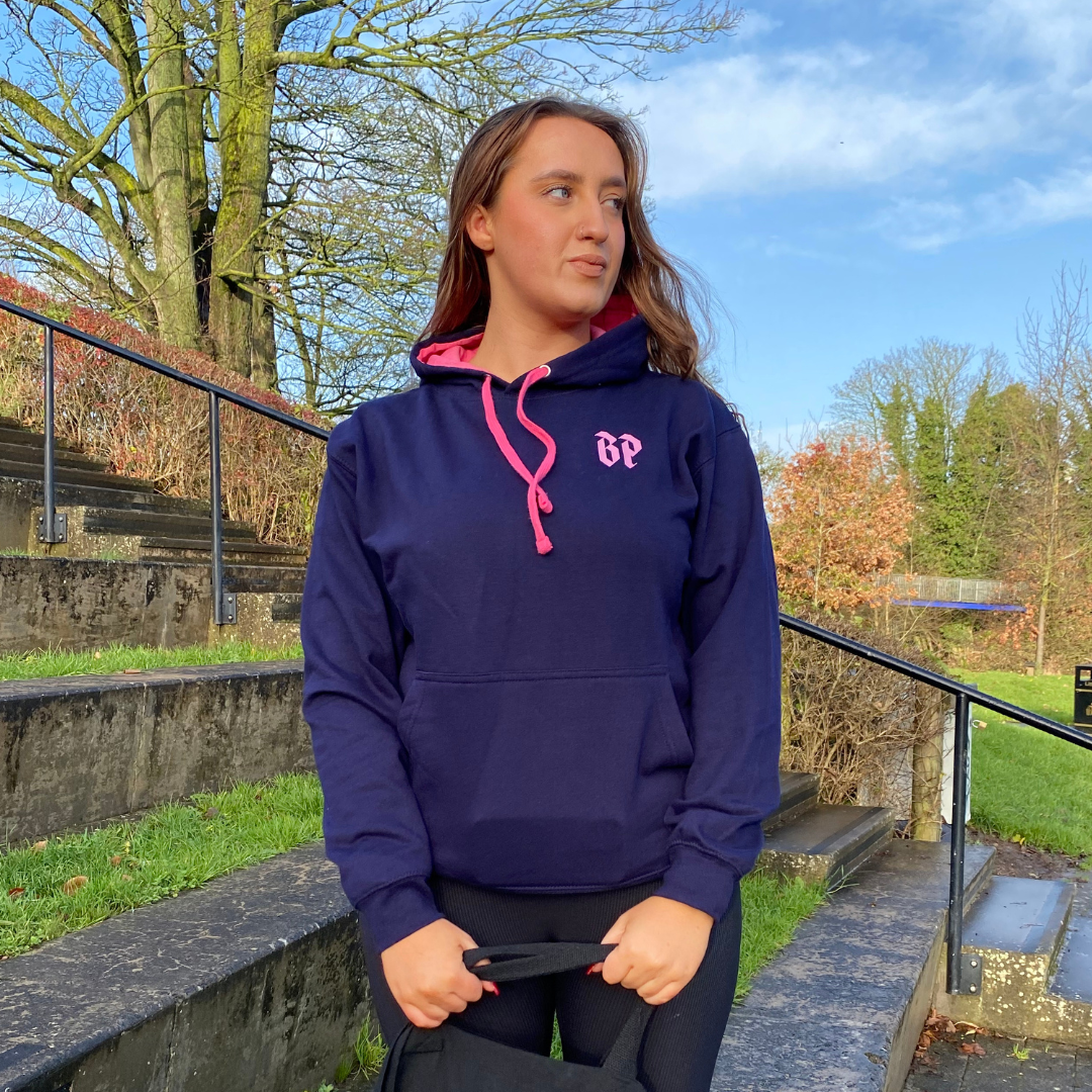 'Bitch On The Pitch' Hoody - Navy/Pink