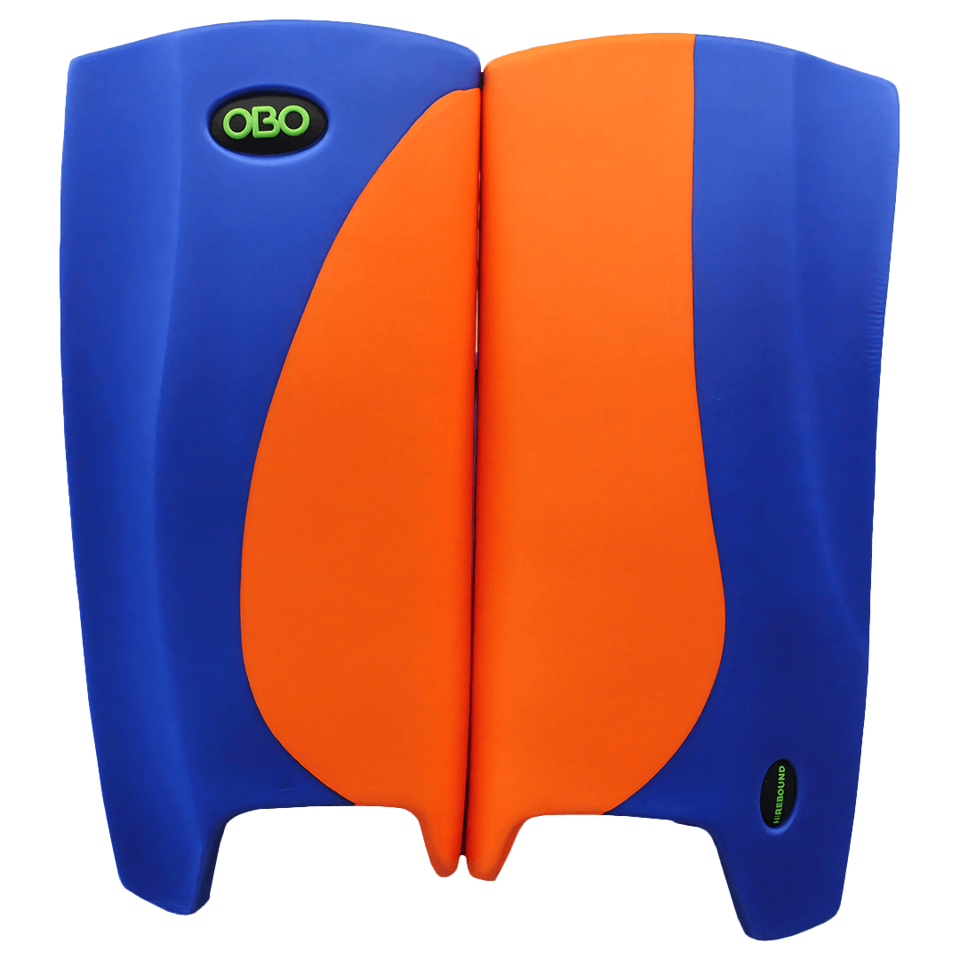 OBO | OBO HI REBOUND Legguards Blue Wing/Orange | HI REBOUND Legguards Blue Wing/Orange - Blue Wing/Orange / Medium | Total Hockey