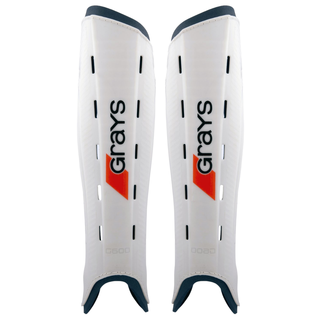 Grays | Grays G600 Shin Pads | G600 Shin Pads - White/Navy / 2XSmall | Total Hockey