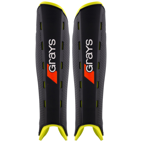 Grays | Grays G600 Shin Pads | G600 Shin Pads - Black/Yellow / 2XSmall | Total Hockey