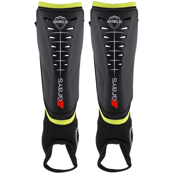 Grays | Grays Shield Shin Pads | Shield Shin Pads - Black/Yellow / 2XSmall | Total Hockey