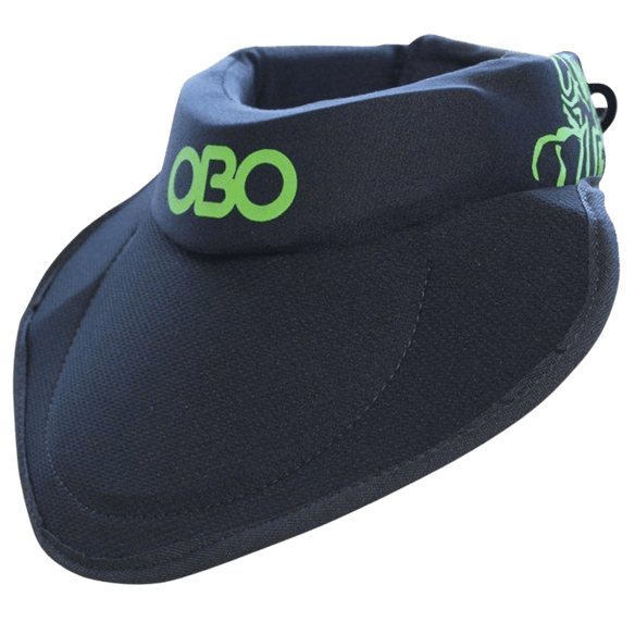 OBO | OBO ROBO Throat Guard with Bib | ROBO Throat Guard with Bib - Black/Green / One Size | Total Hockey